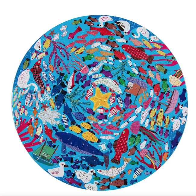 Eeboo UNDER THE SEA 100 PIECE ROUND PUZZLE 2 Eeboo UNDER THE SEA 100 PIECE ROUND PUZZLE - Afbeelding 2