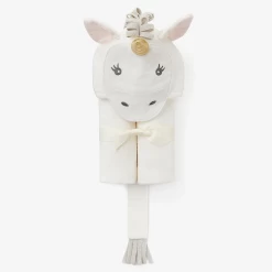 WHITE UNICORN HOODED BABY BATH WRAP