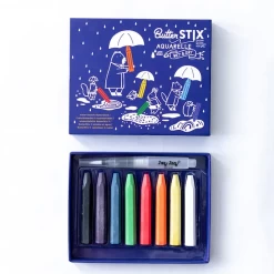 WISHY WASHY MARKERS/ SET OF 9 ASSORTED COLORS -Kind Buurt jaq jaq bird butterstix aquarelle wet and dry