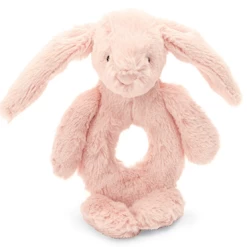 JELLYCAT BASHFUL BLUSH BUNNY RING RATTLE