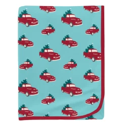 PRINT SWADDLING BLANKET IN ICEBERG TRUCKS AND TREES