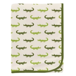 PRINT SWADDLING BLANKET IN NATURAL CROCODILE