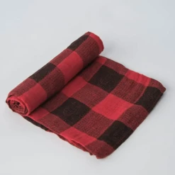Little Unicorn RED PLAID COTTON MUSLIN SINGLE SWADDLE