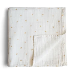 Mushie ORGANIC COTTON MUSLIN SWADDLE BLANKET - CROWNS