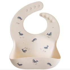 Mushie SILICONE BABY BIB- WHALES