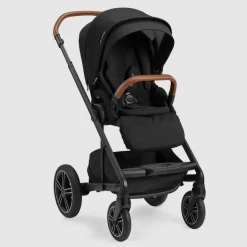 NUNA MIXX NEXT STROLLER IN CAVIAR WITH RING ADAPTER AND MAGNETIC BUCKLE