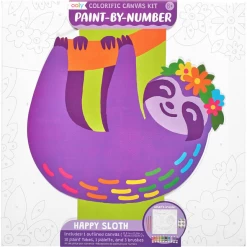 Ooly COLORIFIC CANVAS PAINT BY NUMBER KIT - HAPPY SLOTH