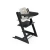 Stokke TRIPP TRAPP HIGH CHAIR COMPLETE BLACK WITH NORDIC GREY CUSHION AND TRAY